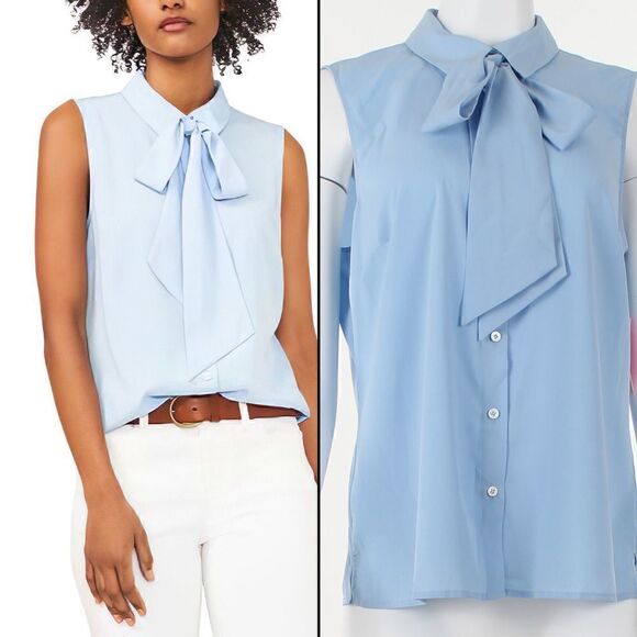 Riley & Rae Camryn Tie-Neck Sleeveless Blouse - Picture 1 of 5